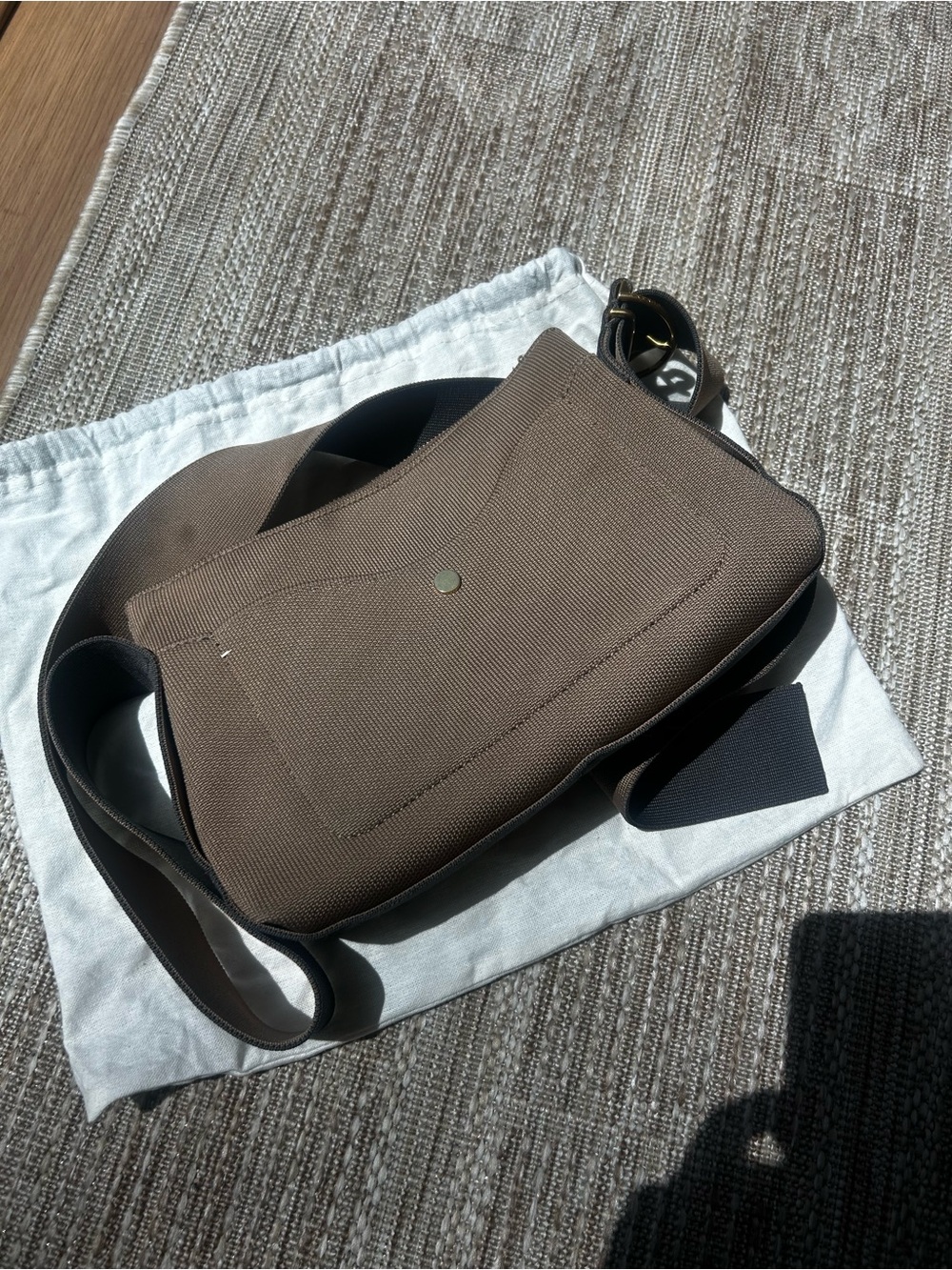 Cuyana Brown Canvas Crossbody Bag